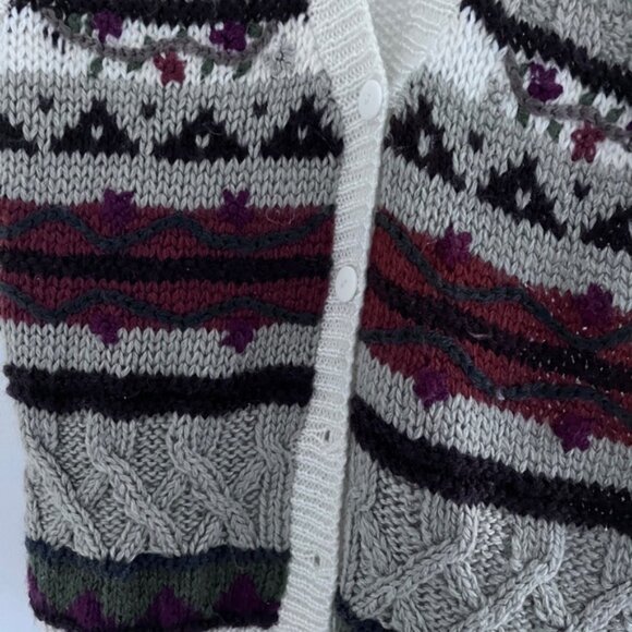 VINTAGE 90s Hand Knit Cardigan Sweater Vest Size 18W - Picture 3 of 7